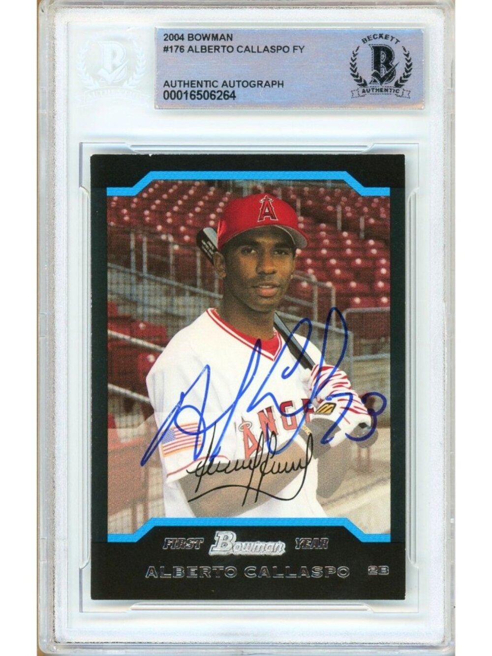 Alberto Callaspo Signed 2004 Bowman #176 Los Angeles Angels BAS Slabbed Auto